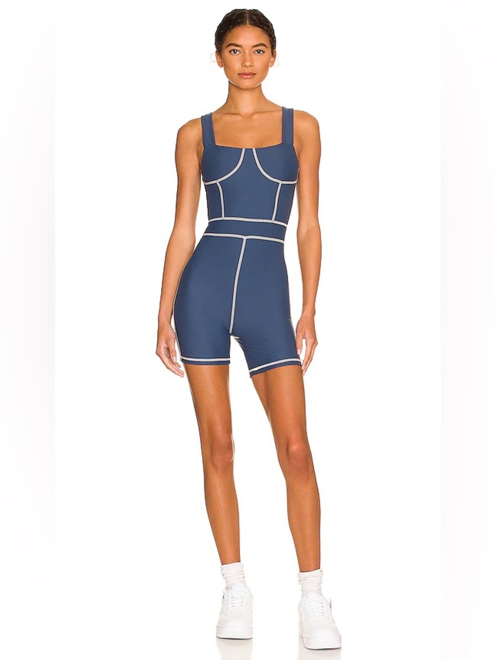 WeWoreWhat Blue Jumpsuit with White Trim